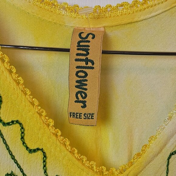 Retro Style SUNFLOWER Brand Tie Dye Embroider Stitch Assymetrical Hem Dress OSFM - Picture 5 of 8